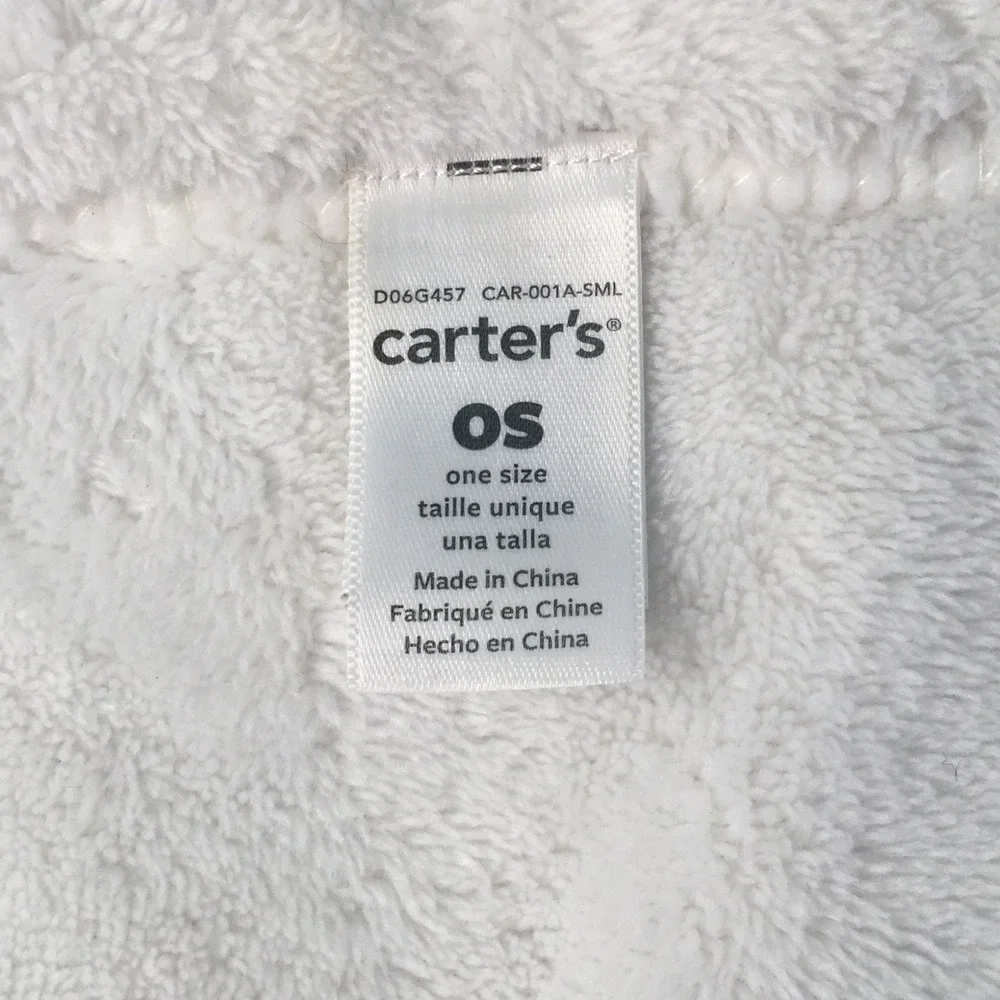 Carters Baby Blanket White Animal Print Elephant Whale Kangaroo Fox Fleece 37x30